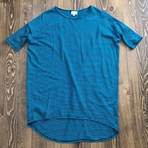 XS teal and black striped lularoe Irma